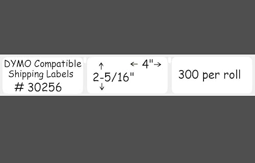 Miniatura 2 de (6 rollos) Etiquetas blancas compatibles con Dymo 30256. 2-516" x 4".