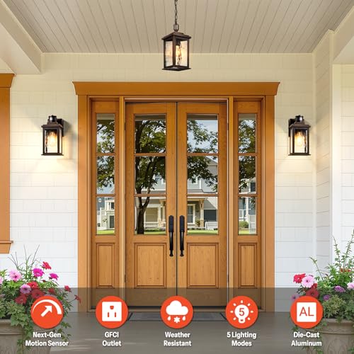 Image of Gleamz Adjustable Sensitivity Motion Sensor Outdoor Lights with GFCI Outlet