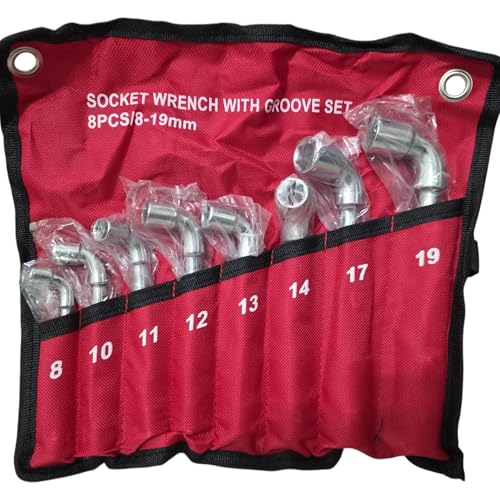 Topolenashop Clés à pipe hexagonales 8-19mm, Clés boussole 8 10 11 12 13 14 17 19, Clés à douille combinées, Classeur, Réparation voiture acier chrome...