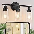 Zarbitta 3-Light Bathroom Light Fixtures, Bathroom Wall Lights, Modern Bathroom Vanity Light with Clear Glass Shade, Bathroom Wall Lamp for Mirror Kitchen Bedroom Living Room