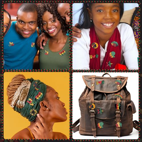 Image of SANNIX 60Pcs Juneteenth Pins, Juneteenth Freedom Day Lapel Pins | Black History Month Badge Pin, African American Button Decor, for Backpacks Clothes Decorations, 30 Styles