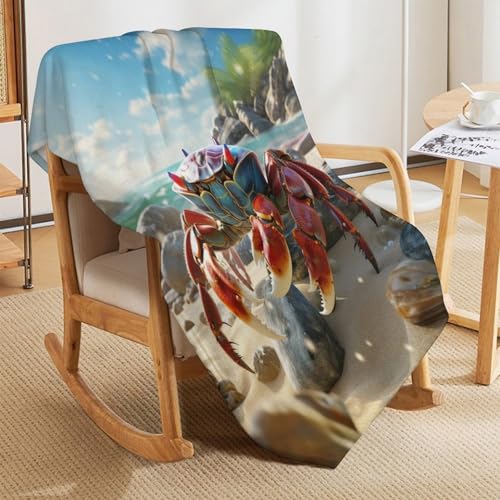 Couverture légère en polaire pour éliminer les frissons sur le canapé motif crabe 3D - 8