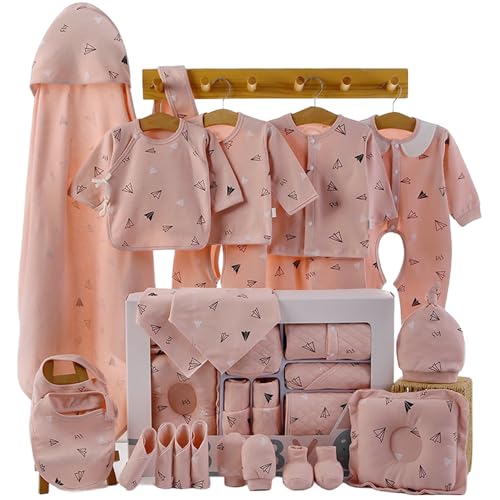 Winsoyya Newborn Baby Gifts Set - Unisex Layette Set with Box (22 Pieces) - Premium Cotton Baby Clothes Accessories - Fits Newborn (0-12M) - Pink