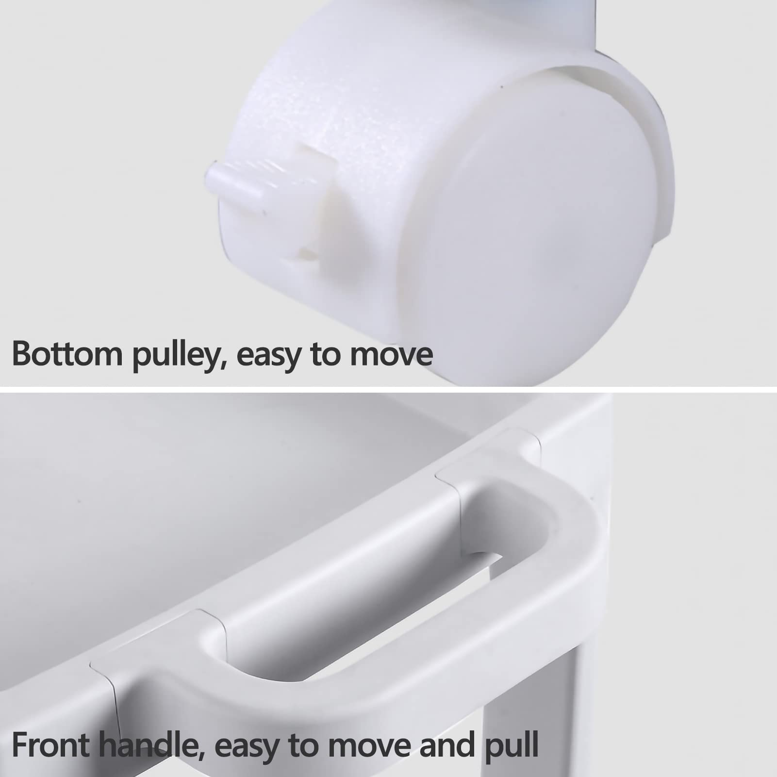 Cajones de almacenamiento apilables Gabinete de almacenamiento de baño Delgado con ruedas, Gabinete de piso de baño con ruedas angosto con cajón deslizable, Portarrollos