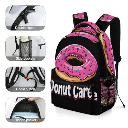 Donut Care Funny Backpack Casual Daypack Lightweight Shoulders Bag for Men Women Cute Print4