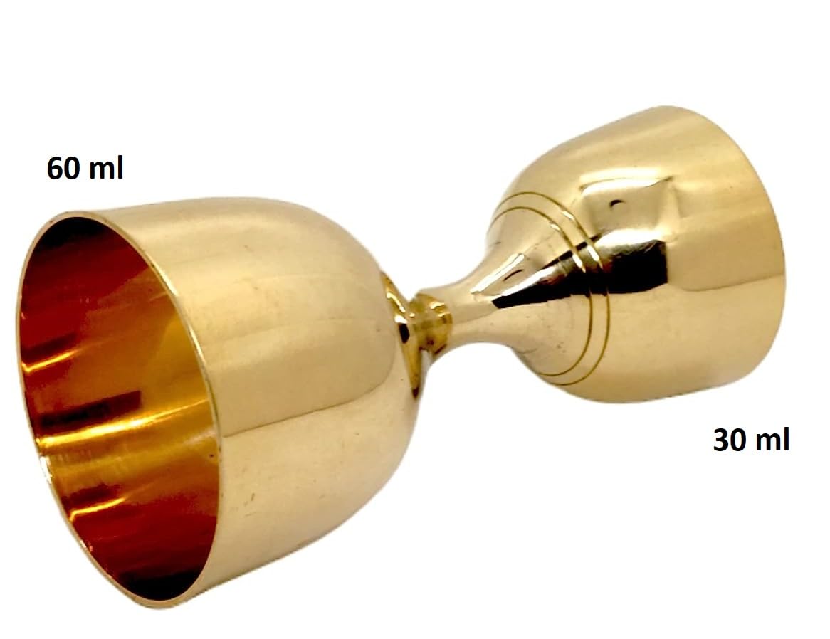 Akanksha Arts Golden Shade, Made of Brass- 30 ml / 60 ml Peg Measure - with Decorative Box 1
