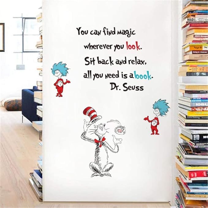 bpa Dr Seuss Quotes Saying Wall Decals Kids Educational Wall Stickers Children Reading Room Baby Nursery Wall Decor