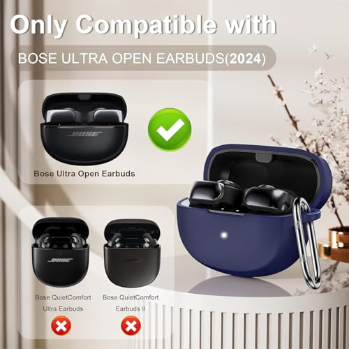 Image of Silicone Cover Compatible with Bose Ultra Open Earbuds Case Cover, Compatible with Bose Earbuds case Cover, Shockproof Protective Pouch (Dark Blue)
