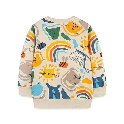 Hoodies for Boys Girls Pullover Sweatshirts Toddler Boy's Girl's Cartoon Prints Long Sleeves with (Beige, 2-3 Years)4