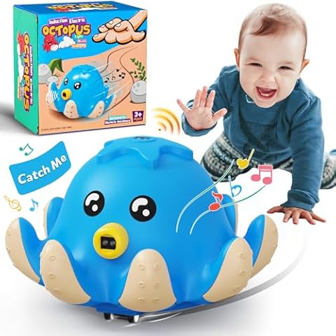 CPSYUB Baby Toys Infant Cute Crawling Octopus, Tummy Time Gifts 1 2 3 4 5 6 7 8 9 10 11 12 Babies Boy Girl 3-6 6-12 Learning Crawl 9-12 12-18 Walking Toddler Music Development Interactive Cover