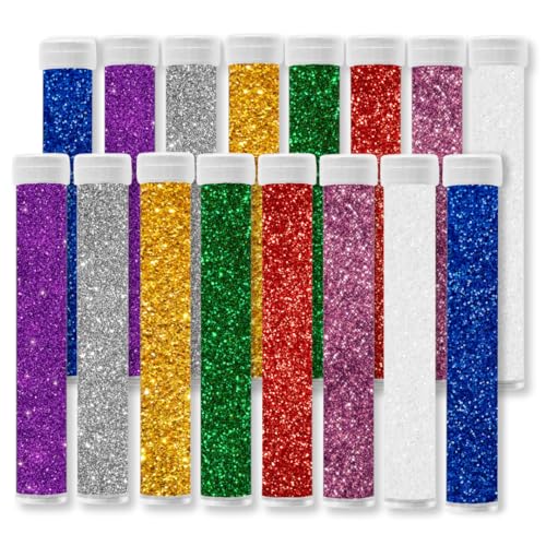 16 tubos de purpurina en varios colores. Juego de purpurina fina y brillante para artes, manualidades, álbumes de recortes, proyectos de bricolaje, arte de uñas y decoraciones, ideal para niños