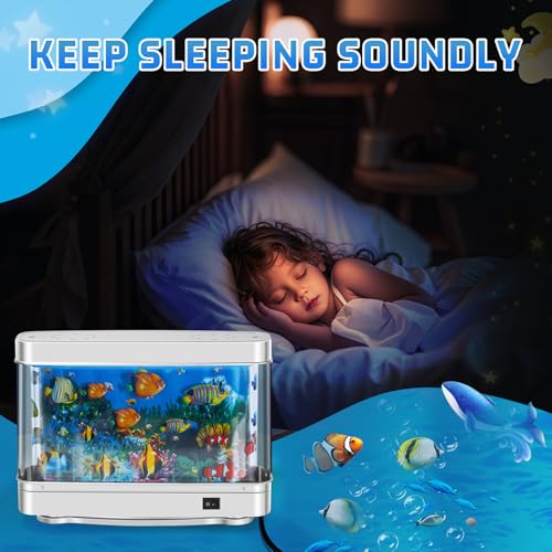 Image of Fake Fish Tank,Artificial Aquarium Decorations,Fake Aquarium Decor,Virtual Ocean Moving Fish lamp for Bedroom Office Decor