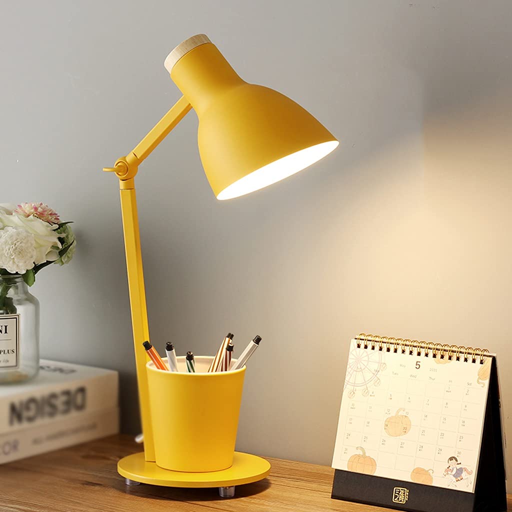 Lampa biurkowa Sypialnia Lampki Nocne Sypialnia Dziecięca Lampka nocna Lampa, Studencka Lampa biurkowa, Bezpłatna regulacja w salonie, z uchwytem na długopis Lampki nocne (kolor: żółty) ciepły jak