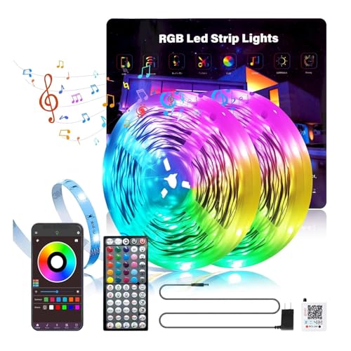 Image of GANZQH 190FT Led Lights for Bedroom, Color Changing RGB Led Strip Lights Indoor, Music Sync Led Light Strip with Remote and App Control, DIY Led Lights for Room Home Decor Ambient Lighting (2 * 95FT)