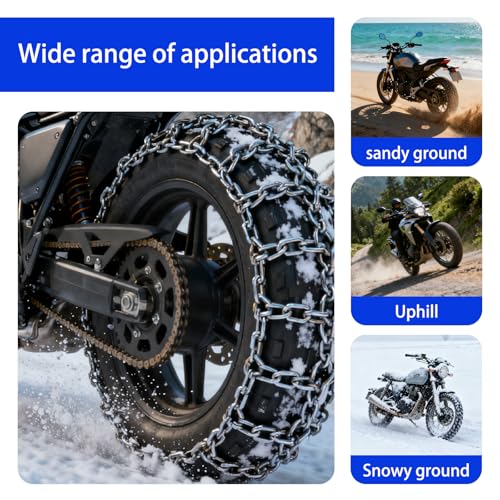 Strapazierfähige Motorrad-Reifenketten, rutschfeste Schneeketten für Elektroroller und Fahrräder, ideal für Eis, Schlamm und Schnee, verschlüsselte Version 150-70-17