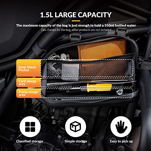 ROCKBROS Motorcycle Bag Frame Bag Motorcycle Water-Repellent Tool Bag 1.5L Black, Compatible with Most Motorcycles - Image 2
