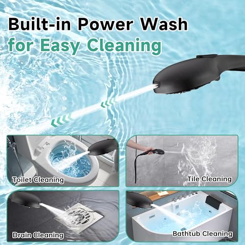 Image of BRIGHT SHOWERS High Pressure Shower Head with Handheld, 9 Spray Settings Showerhead Built in Power Wash to Clean Tub and Pets, Extra Long 69 inch Hose, Adjustable Bracket, Oil-Rubbed Bronze