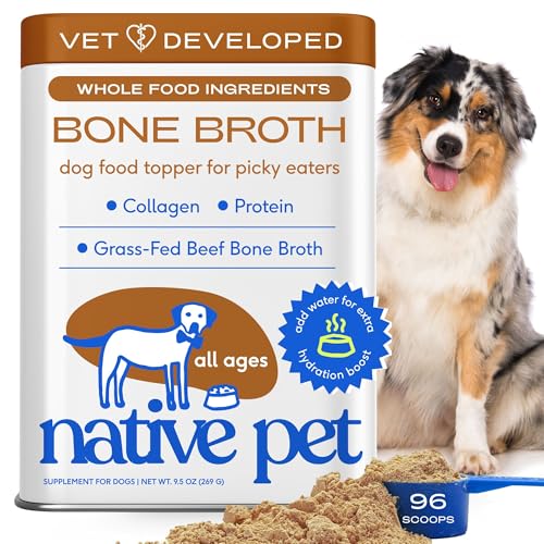 Native Pet Bone Broth for Dogs and Cats - Made with Real Beef Bone Broth, Dog Food Toppers for Picky...