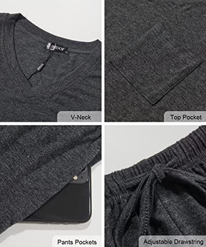 Image of RUBZOOF Women's Short Sleeve Pajama Sets with Pockets Casual V Neck 2 Piece Lounge Sets S-3XL