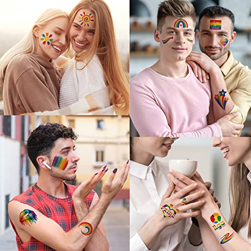 110+ Pcs Pride Temporary Tattoos, Rainbow Tattoos Pride Tattoos For Gay Pride Equality Parades Celebrations Pride Festival, 22 Sheets Glitter Styles Rainbow Arts And Crafts #TOP3