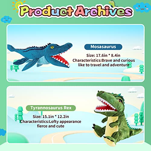 2Pcs Dinosaurs Hand Puppets, Stuffed Animals Dinosaur Plush Toys For Kids Puppets Toys Great Gift For Boys Girls Kids Age 4 5 6 7 8 #TOP4