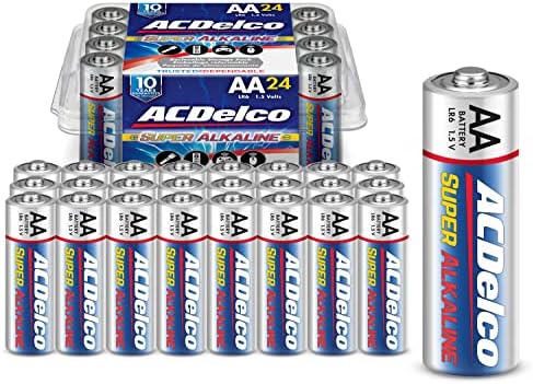 ACDelco 24-Count AA Batteries, Maximum Power Super Alkaline Battery, 10-Year Shelf Life, Recloseable Packaging