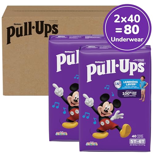 Image of Pull-Ups Boys' Potty Training Pants, Size 5T-6T Training Underwear (46-60 lbs), 80 Count