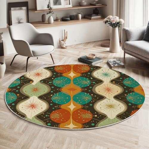 Tapete redondo moderno 2'7'' color naranja miniatura 3