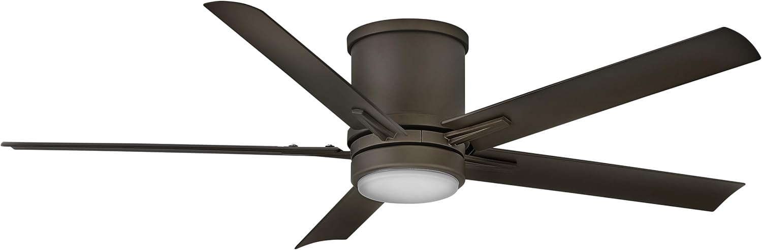 Hinkley Vail 52" Indoor/Outdoor Flush Mount Smart Ceiling Fan with Light and Remote, Contemporary, Curved Composite Fan Blades, Integrated LED, Light Kit Cover Included, Metallic Matte Bronze