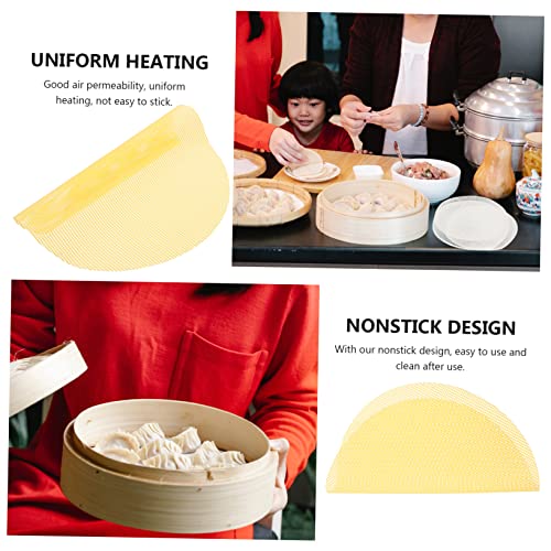 Luxshiny 5Pcs Steamer Mat Dim Sum Paper Liner Buns Mat Round Dumplings Mat Steaming Supply Kitchen Steamer Mat Steaming Dumplings Pad Food Grade Baking Mat Yellow Dumplings Baking Cloth #TOP3