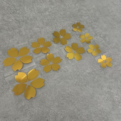Image of Creative Fashion Flower Cherry Blossoms Petal Leaves Motor Bike Stickers Auto Body Car Styling PVC Decals (Brush Gold)