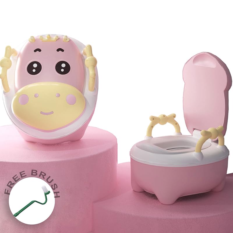 BABYHOP Portable Potty Set with Removable Bowl, Cushioned Seat, Free Cleaning Brush, Secure Grip Handles for Baby Boy Girl – Moo Ptty Seat (Pink) (B09Q62N1NQ) Amazon Price History, Amazon Price Tracker