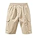 Dirxi Summer Outdoor Work Pants Apricot Loose Multi Pocket Men Casual Shorts Solid Color Elastic Waist Drawstring Sweatpants Classic Fashion Hawaii Beach Shorts M