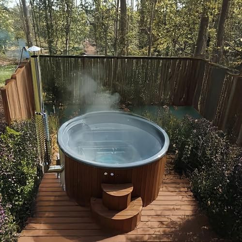 SaunaLife Model S4N Wood-Fired Hot Tub Soak-Series Home Wood-Burning Hot Tub, Natural, Up to 6 Persons