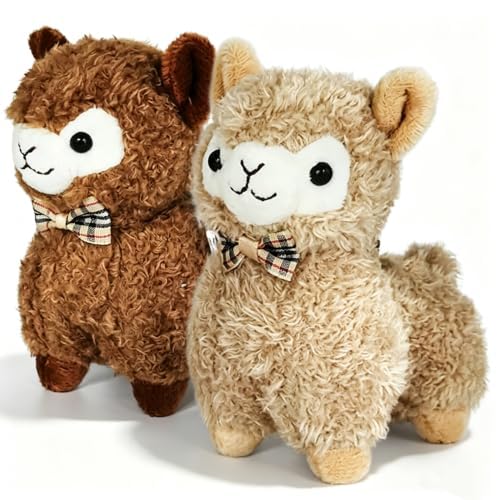 JIAHO 2 Pcs Cute Alpaca Stuffed Animals for Girls and Boys, Soft Mini Alpaca Plush Toys, Sheep Stuffed Animal Bulk, Kawaii Plushies, Treasure Box Plush Doll Toys for Classroom, Christmas Decorations