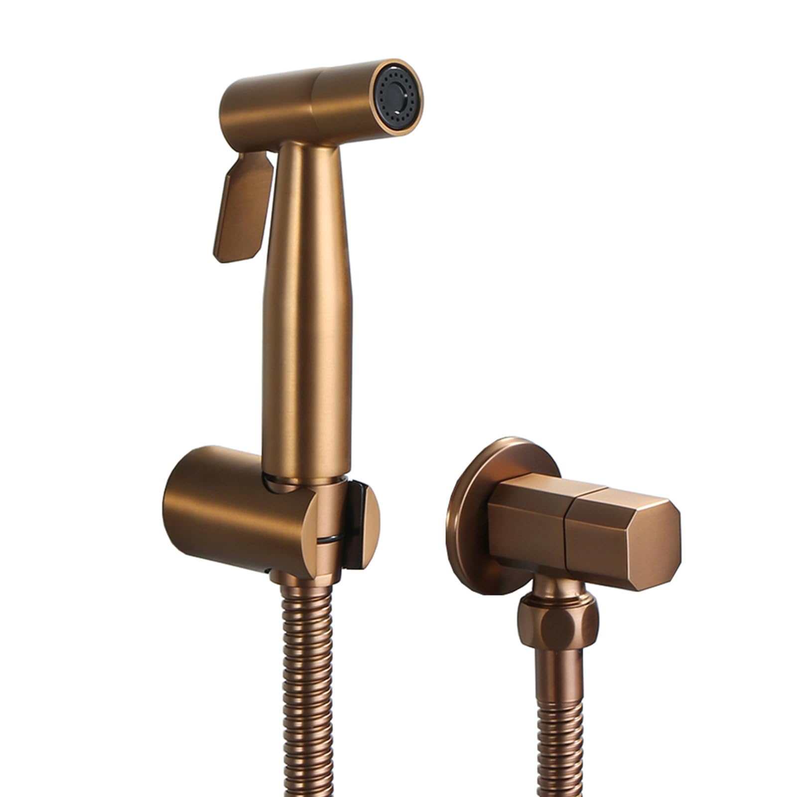 Pulverizador de Bidé de Mano Kit Bidet de Mano para Wc de Pared con Manguera de Ducha de 1,2 M Oro Rosa Cepillado