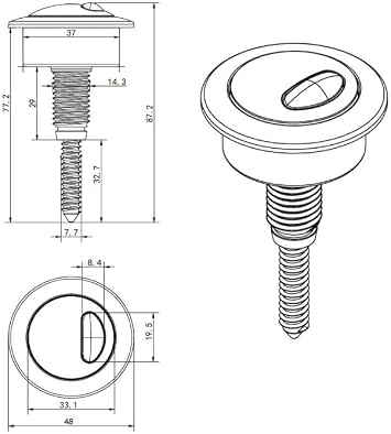 Chrome Dual Flush Push Button Compatible Replacement for Twyford, Siamp Optima 49 Toilet Cistern Flush Valve