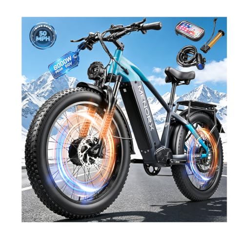 8000W Peak 60V 32AH Dual Motor Ebike for Adults, 50 MPH, Removable Built-in LG Battery, 120 Miles Long Range, 26x4 Fat Tire, Hydraulic Disc Brake, Lockout Dual Suspension, Off-Road Mountain Ebike image 1