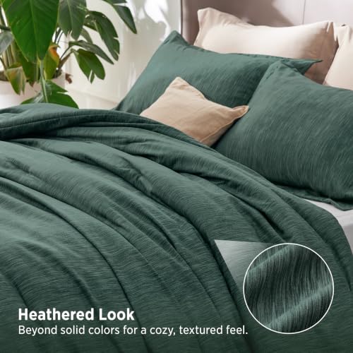Image of Bedsure Full Comforter Set - Emerald Green Soft Bedding for All Seasons, Cationic Dyed Bed Set, 3 Pieces, 1 Full Size Comforter (82 inchx86 inch) and 2 Pillow Shams (20 inchx26 inch+2 inch)