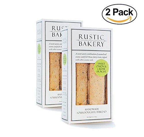 Rustic Bakery Gourmet Flatbread Crackers 6oz (Sweet Onion & Crème Fraiche, 2-Pack)