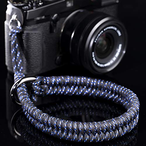 Image of Paracord Camera Wrist Strap Lanyard-Quick Release for DSLR Mirrorless Blue | Adjustable wrist size,High-strength paracord material, lightweight 1.16oz, secure metal clasp,Fits Canon Nikon Sony Fuji