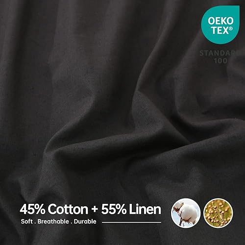 Miniatura 2 de Simple&Opulence Juego de sábanas de lino belga, color sólido, 3 piezas (1 sábana encimera, 1 sábana bajera y 1 funda de almohada), mezcla de lino