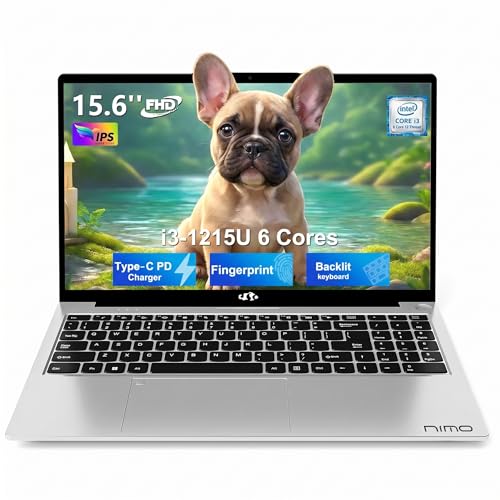 Image of NIMO 15.6 inch IPS FHD Student Laptop, Intel 6-Core i3-1215U, 16GB RAM, 512GB SSD (Beats R5 7520U, Up to 4.4GHz), Two-Year Warranty, Backlit Keyboard, Fingerprint, Wi-Fi 6, for Home & Business
