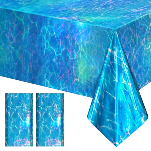 Just Shimmer 2 Pack Ocean Waves Holography Tablecloth, 54 x