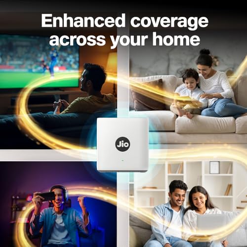 Image of Jio AX6000 Universal Wi-Fi 6 Router, Dual Band, Mesh Ready, Gaming Router, Upto 6 Gbps Speed, 8K Streaming, WPA3 Advanced Security, MU-MIMO, OFDMA, Wide Coverage, Easy Setup, JioHome App (JIDU6801 IN)