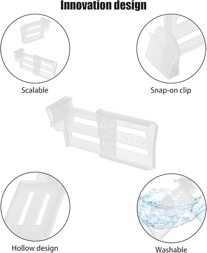 Image of StyleX Store Adjustable Fridge Door Divider for Bottles - Stretchable and Durable Plastic Bottle Holder for Refrigerator Door, Prevents Falling & Organizes Storage Space - Pack of 12