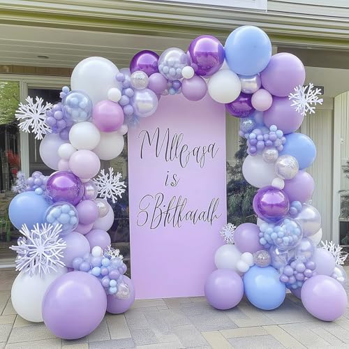 Image of RUBFAC 135pcs Pastel Purple Lavender Balloons Different Sizes 18 12 10 5 Inch for Garland Arch, Latex Light Purple Balloon for Birthday Party Baby Shower Gender Reveal Wedding Decorations