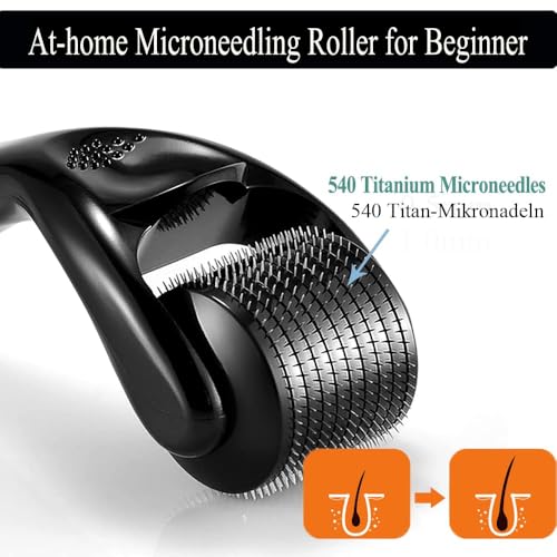 Zemolo 2 Stück Derma-roller 0,25mm mit 0,5mm,Bartroller Microneedling Roller mit 540 Nadeln Micronadeln, Derma-Roller für Mann & Frau Haarpflege Gesicht und Körper Dehnungsstreifen, Falten,Große Poren