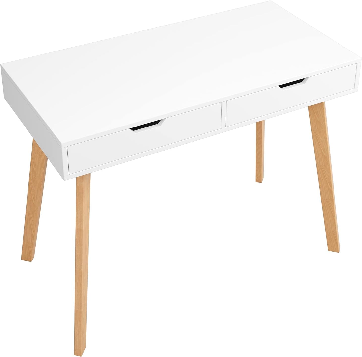 PUPL Writing Computer Desk, Home Office Desk with Two Large Capacity Drawer Writing Study Table Modern Makeup Vanity Table for Bedroom Console Table Laptop Desk