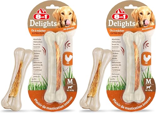 8in1 Delights Strong Knochen M - extra starker Kauknochen für kräftig kauende mittelgroße Hunde, 1 Stück (Packung mit 2)